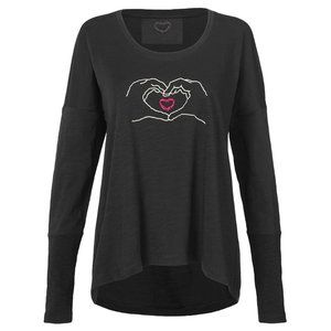 Cabi Love You Tee 4197  Long Sleeve Black Heart Shirt Womens Medium